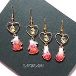 【再販】紅葉兎・猫のハートピアス(イヤリング可能)