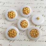■ホワイト■6個入■21mm■ビンテージボタン (ホワイトゴールド)　 [0815-20] ヘアゴムに! 