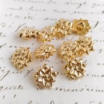 ■10個入■15mm■ビンテージボタン (ゴールド 花)　 [0815] アクセサリーに!