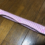水筒肩紐カバー リバーシブル チェック リボン柄 ナチュラル
