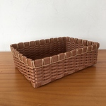 かご 小物入れ 幅21cm(マロン×クラフト)■クラフトバンド
