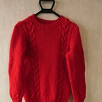 手編みケーブル模様セーター(レッド)