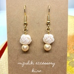 【再販×２】水引パールピアス♡玉結び×ホワイト