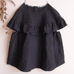 atahiyo*様専用　LINEN サークルフリルチュニック *ネイビー*　size FREE