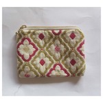 フランス生地*刺繍ポーチ*ダイヤモンド柄。スイカ。小銭入れ