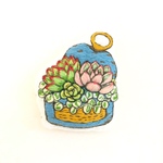 多肉寄せ植え刺繍ブローチ(チャーム変更可)
