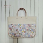 [A様オーダー品]＊帆布のレッスンバッグ(横マチつき)＊リバティ・パッチワークストーリーズ×生成