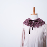 ふりふり手編みのつけ襟 あずき色 ワインレッド ande.nutteru/アンデヌッテル