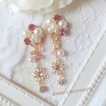 高級ライン｡* ❤︎…  …❤︎*。ピンク  フラワー チャーム＊ピアス＊イヤリング