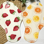 【20%OFF】★布ナプキン★防水Mサイズ★2枚セット(イチゴオレンジ×無漂白ネル)