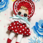 ★Sale★文化人形（10cm／赤・ドット）