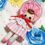 ★Sale★文化人形（10cm／ピンク・ストライプ）