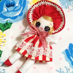 ★Sale★文化人形（10cm／赤・ストライプ）