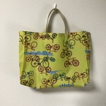 negoland 【入園入学】ナイロン黄色自転車柄道具箱入れ、サブバッグ、レッスンバック（ナイロンバッグ、撥水生地)