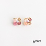 薔薇とビジューのピアス