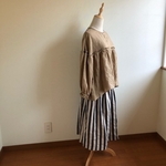 CO...さまオーダーの作品　リネンのフリルパフスリーブ ベージュ