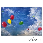 原画『ふわっと空へ』額縁付き