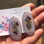 パステル purple ドライフラワー  ピアス イヤリング