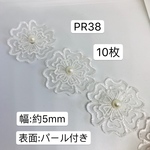10枚‼️PR38 パール付き お花 オーガンジーフラワー レースフラワー