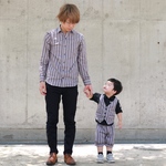 ベストとパンツのセットアップ＊レジメンタルストライプ 