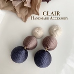 【clair】秋冬カラー ３連 ボンボンピアス ☆ イヤリング
