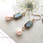 【再販3】アイスブルーのチェコピアス（シンプル・パール・イヤリング・ピアス）