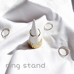 ゴールドプレート風リングスタンド  シンプルホワイト＆ゴールド     指輪置き・リングスタンド アクセサリーホルダー  アクセサリーケース 真鍮 小物  収納     リングホルダー