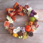 ハロウィンリース(25cm)＊ビビッドパンプキン･ハロウィン(a)＊オータムリース