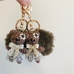 あみぐるみとポンポンのバックチャーム☆ブラウン