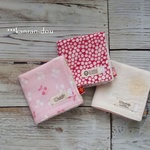 【sale＊期間限定】プチガーゼハンカチセット＊さくらんぼピンク＆かすみ草レッド＆サークルレースナチュラル