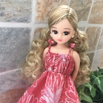 リカちゃん  フラワーワンピース  ツイスト レッド