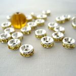 ビーズクラブ メタルビーズ ロンデル 銀 平型 黄色 45個 6mm[4582434302968]