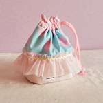 パステルカラーなフリルのコップ袋　blue
