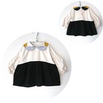 モザイク襟とコーデュロイのバルーンスリーブシャツ☆120〜130cm