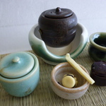 ミニチュア☆陶器　茶道具　緑流　風炉揃え