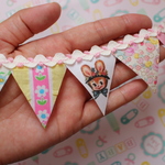 hana*ハンドメイド★パステルフラッグガーランドmini♪レトロアニマルパステルバニーちゃん
