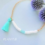 ターコイズカラーとタッセルの大人ニュアンス♪サマーブレスレット