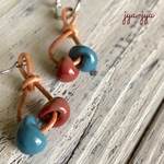 ドロップビーズ＆レザー ＊イヤリング/ピアス -02