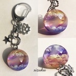 蓄光 雲レジン  天使の梯子  ピンク色の空キーホルダー