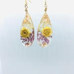 レースフラワーのドロップピアス/イヤリング＊yellow&purple