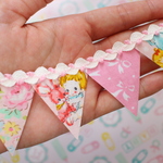 hana*ハンドメイド★パステルフラッグガーランドmini♪ハローベイビーピンク