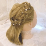 再販✨ 白  大小パールピン★ ヘッドドレス★ウエディング★ナチュラル★ガーデン★結婚式★花嫁★卒業式★ヘアアクセサリー★ヘアドレス★ヘッドパーツ★成人式