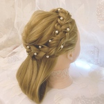 再販✨白   中パールピン★ヘッドドレス★ウエディング★ナチュラル★ガーデン★結婚式★花嫁★卒業式★ヘアアクセサリー★ヘアドレス★ヘッドパーツ★成人式
