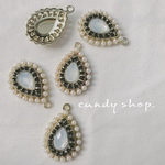 再販 4pcs  bijou gorgeous stone drop charm black