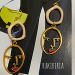 RUKIRIRIA #341 ゴールドフェイスピアス  大ぶりピアス 大ぶりイヤリング 
