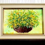 インテリア風水開運絵画＊幸せのバスケット～黄色～　金運　希望　花　
