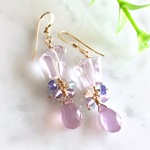 14kgf ピンクアメジストとラベンダーカルセドニー ピアス/イヤリング Dreamy