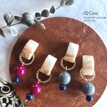 ミルクティー×まんまるビーズ♢2way earring 