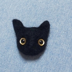羊毛フェルト猫  黒猫ブローチ