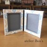 送料無料☆カルトナージュ おしゃれなダマスク☆ブック型フォトスタンド